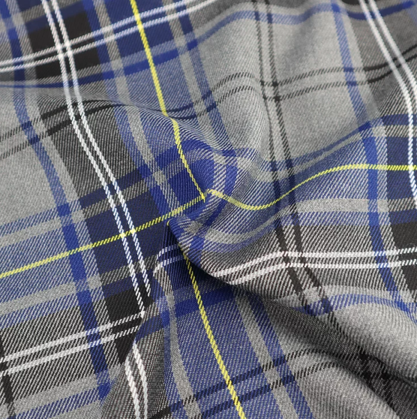 grey and navy blue fashion tartan, grey and navy tartan, grey and navy tartan by the full metre, grey and navy tartan by the half metre, grey and navy fabric by the metre