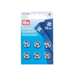 Prym Brass Sew-on snap fasteners 13mm - Silver set of 6