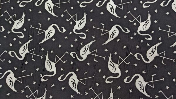 black and white flamingo print cotton poplin, buy printed cotton poplin at sewing direct