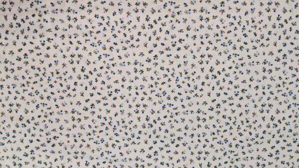 Cream and blue ditsy floral print cotton poplin, buy printed cotton poplin at sewing direct