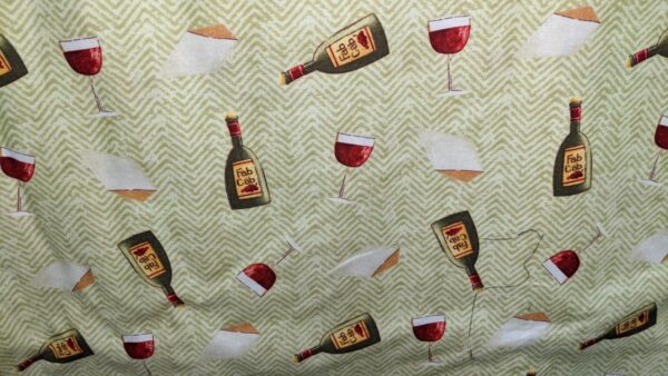Cheese and wine print cotton poplin, buy printed cotton poplin at sewing direct