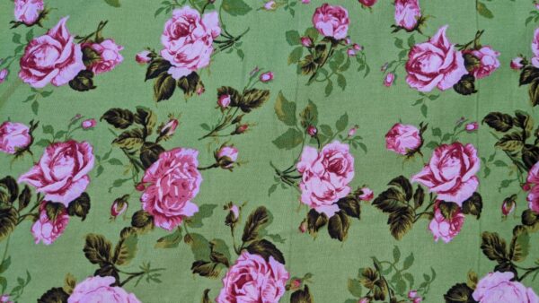 Roses on khaki background print cotton poplin, buy printed cotton poplin at sewing direct