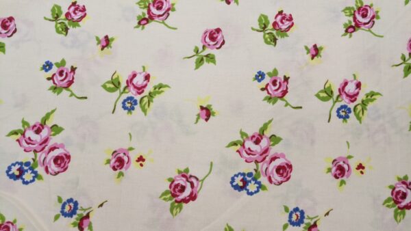 Floral on ivory background print cotton poplin, buy printed cotton poplin at sewing direct