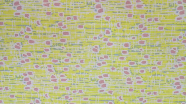 Yellow pink and white abstract print cotton poplin, buy printed cotton poplin at sewing direct