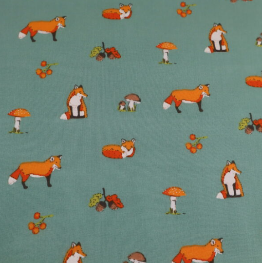 Poly Cotton Prints, Polyester Cotton Prints, Buy Poly Cotton Prints at Sewing Direct, Teal Fox Poly Cotton