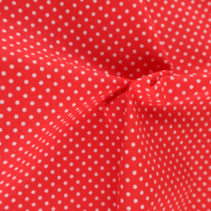 2mm Red and White Spot Poly Cotton - Sewing Direct