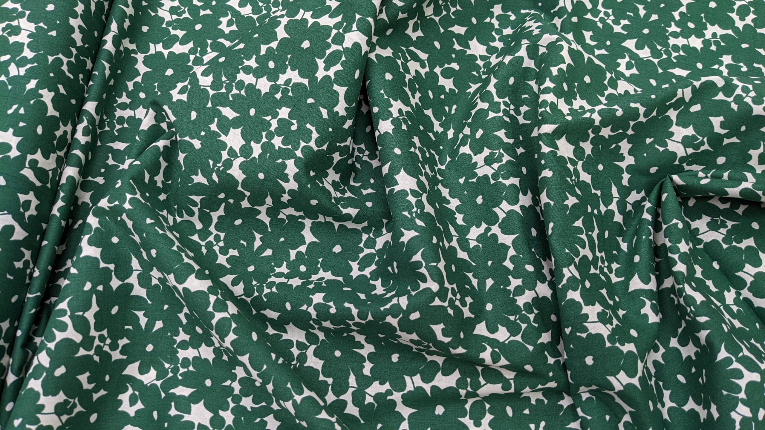100% Cotton Print - Green Floral - Sewing Direct