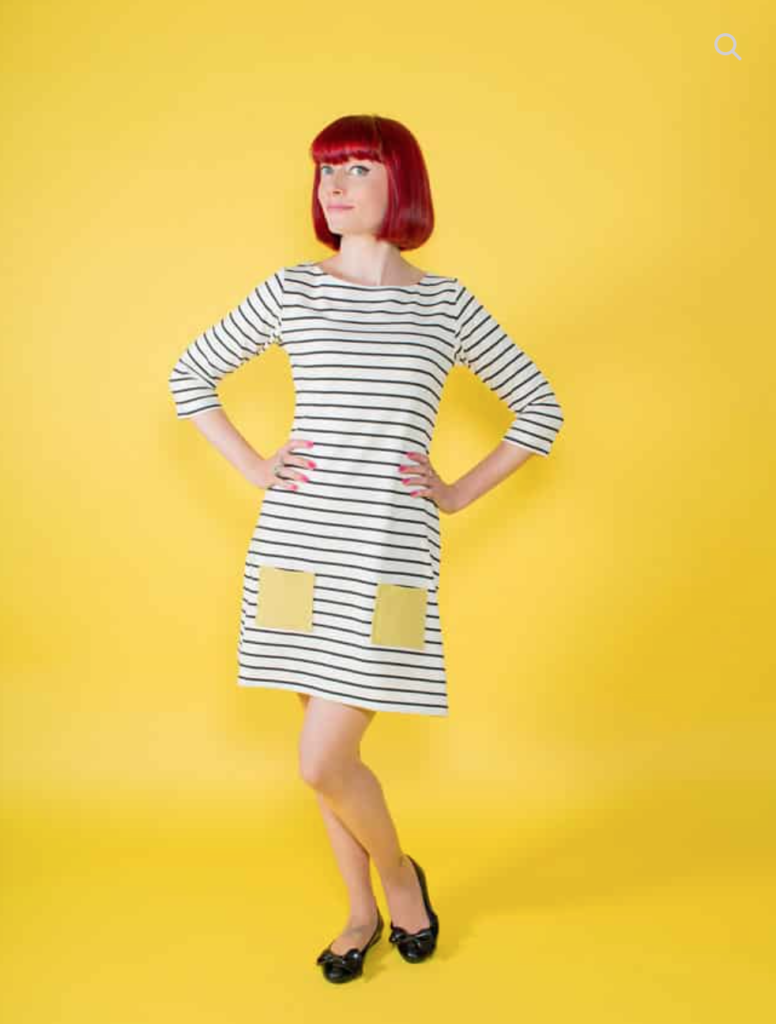 Tilly and the Buttons stipe Coco Dress with yellow pockets