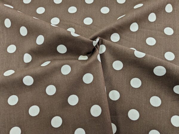Brown Polka Dot Cotton Canvas - Sewing Direct