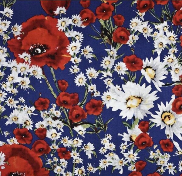 100% Cotton Print Poppies and Daisies - Sewing Direct