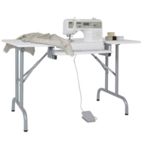 Folding Sewing and Craft Table Silver and White - Sewing Direct