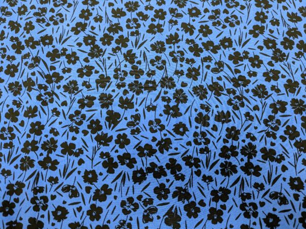 Dressmaking Fabric - Black and Blue Floral - Sewing Direct