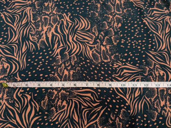 Dressmaking Fabric - Black and Burnt Orange Animal 2 - Sewing Direct