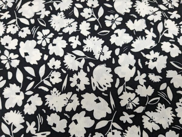 Dressmaking Fabric - Black and White Floral - Sewing Direct