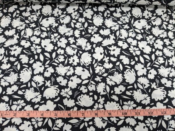 Dressmaking Fabric - Black and White Floral - Sewing Direct