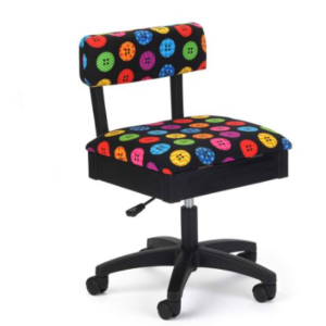 Hydraulic Sewing Chair Bright Buttons Black with Buttons Design - Sewing Direct