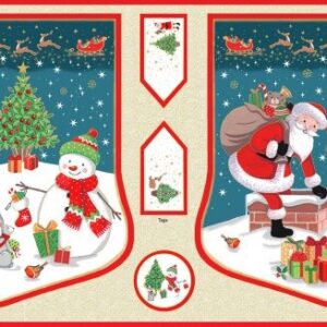 Makower Christmas - Merry Stocking Panel - 2488/1 - Sewing Direct