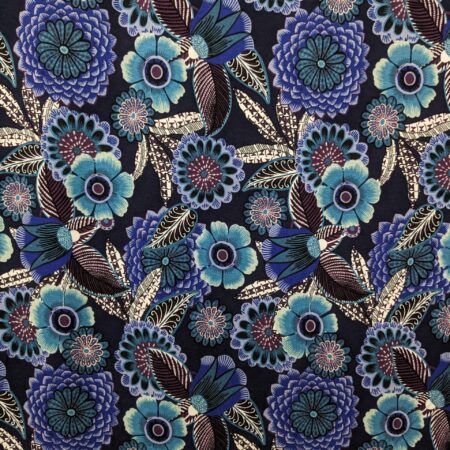 M880 Dressmaking Fabric Blue Floral - Sewing Direct
