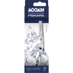 Moomin-themed scissors with ergonomic handles and stainless steel blades, perfect for crafting, sewing, and everyday use.