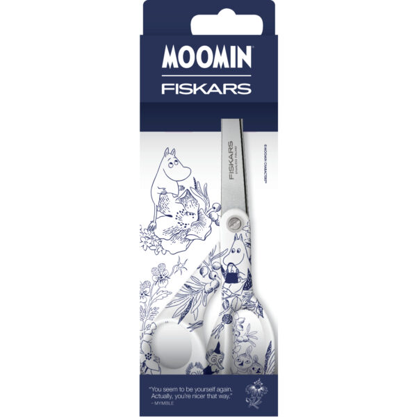 Moomin-themed scissors with ergonomic handles and stainless steel blades, perfect for crafting, sewing, and everyday use.