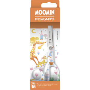 Moomin-themed scissors with ergonomic handles and stainless steel blades, perfect for crafting, sewing, and everyday use.