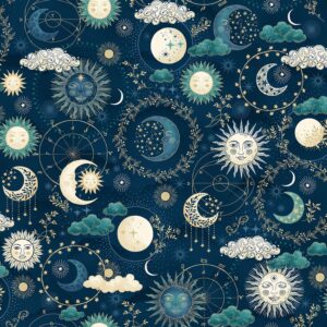 Makower Luna Cosmos Blue (071/B) - Sewing Direct
