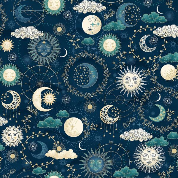 Makower Luna Cosmos Blue (071/B) - Sewing Direct