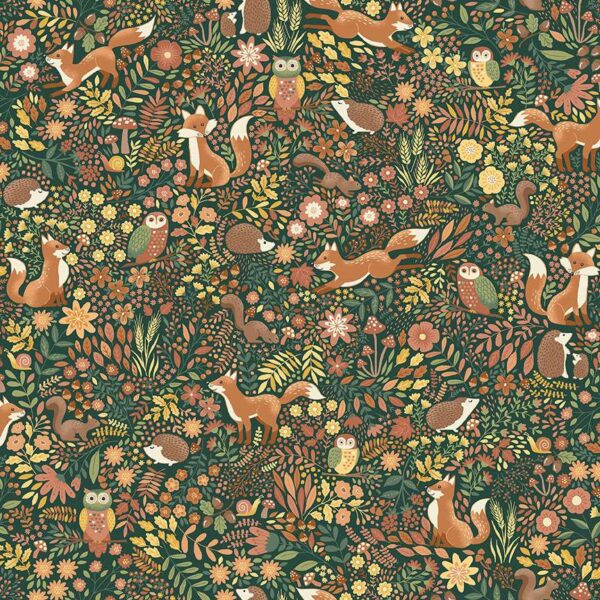 Makower Hello Autumn Wild Wood Green - Sewing Direct