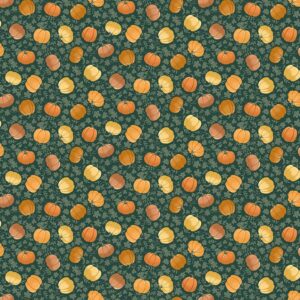 Makower Hello Autumn Pumpkin Spice Green - Sewing Direct