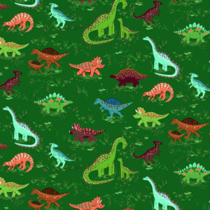 Prehistoric by Makower UK - Prehistoric Roam Green - Buy from Sewing Direct
