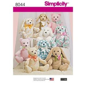 Simplicity Sewing Patterns 8044 Teddies and Plush Animals - Sewing Direct