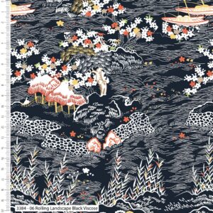 Viscose V&A Serenity in Japan Rolling Landscape Black - Sewing Direct