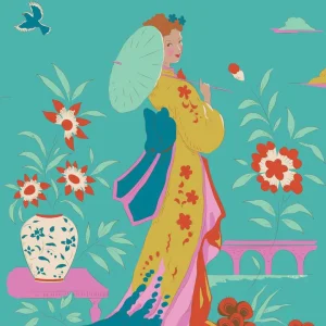 Tilda Bloomsville Garden Vista Turquoise - Sewing Direct