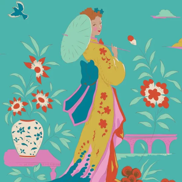 Tilda Bloomsville Garden Vista Turquoise - Sewing Direct