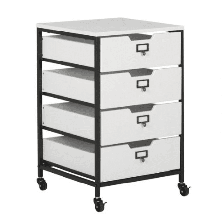 4 Drawer Mobile Storage Organizer In Charcoal/White