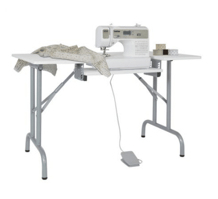 Folding Multipurpose Sewing Table - Silver/White
