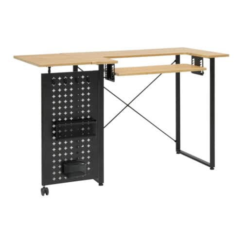 Sewing Table with Fold-out Storage Panel - Wood
