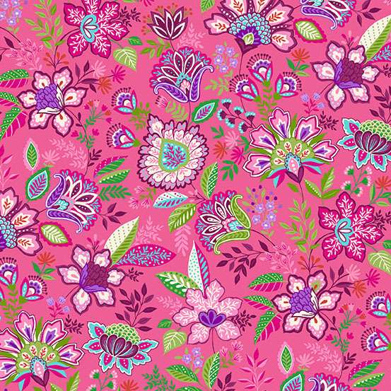 Tropica by Makower UK  - Pink - Botanical