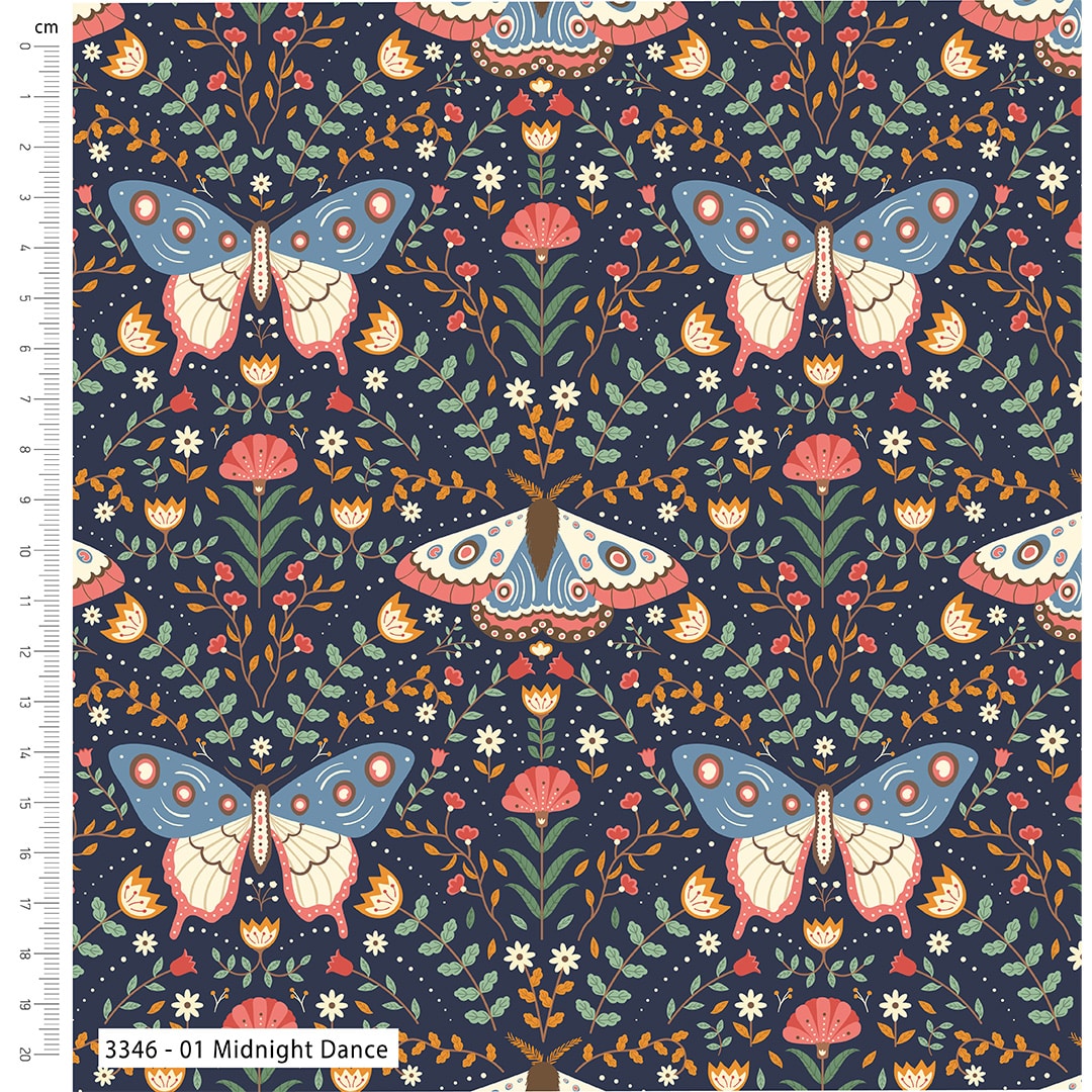 Make and Believe Fabrics - Butterfly Dreams by Alexandra Holt - Midnight Dance (3346-01)