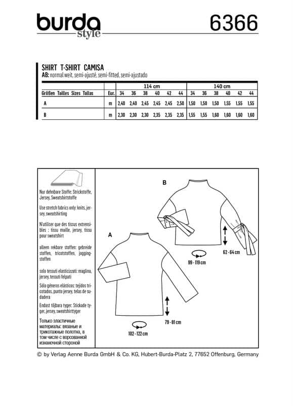 Burda Style Pattern B6366 Women's Easy Tops - Image 3