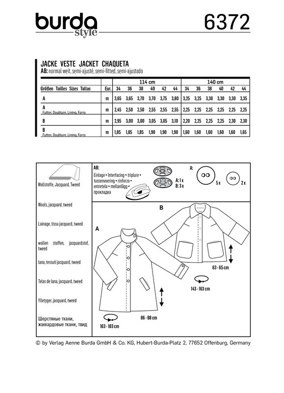 Burda Style Pattern B6372 - Women's Jacket - Image 3