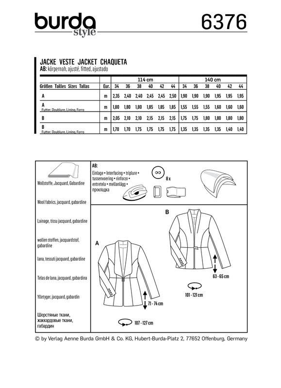 Burda Style Pattern B6376 Women's Blazers - Image 3