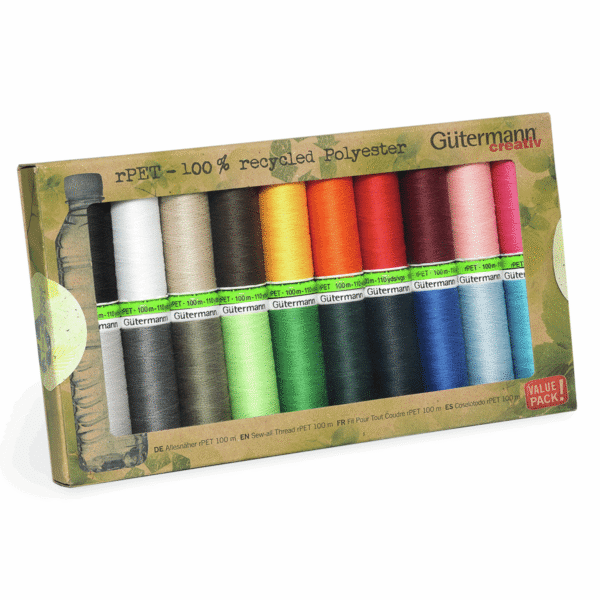 Gutermann Thread Set: Sew-All: Recycled (rPET): 20 x 100m: Assorted