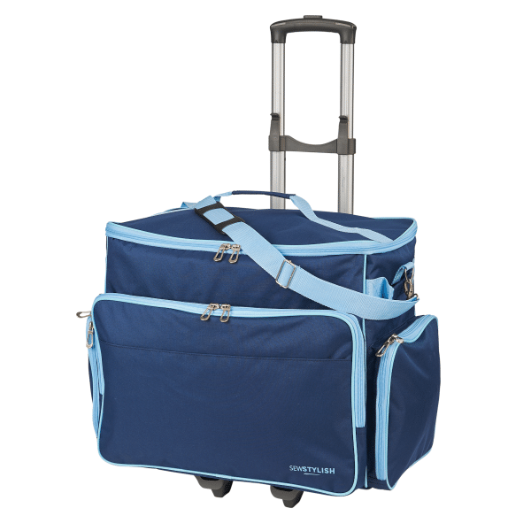 Sewing Machine Trolley Bag With Accessories Clips - Navy