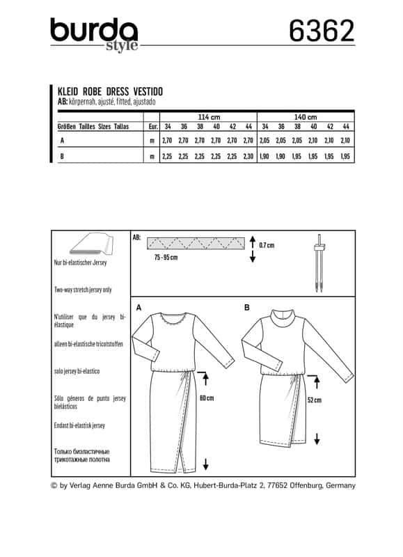 Burda Style Pattern B6362 Women's Jersey Dress - Image 3