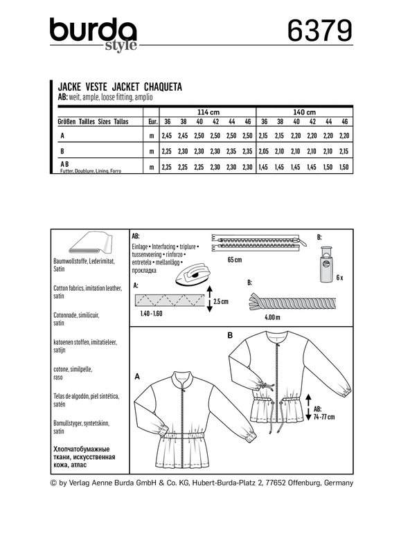 Burda Style Pattern B6379 Women's Blouson - Image 3