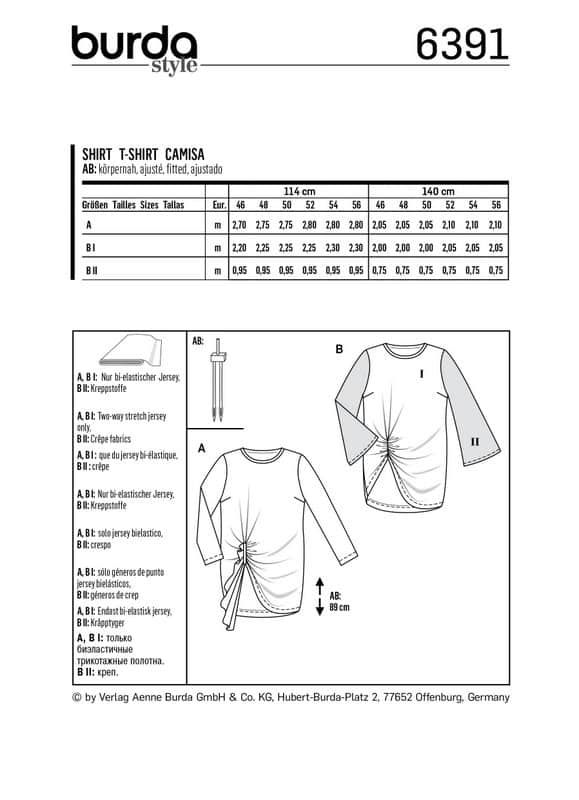 Burda Style Pattern B6391 Women's Top - Image 3