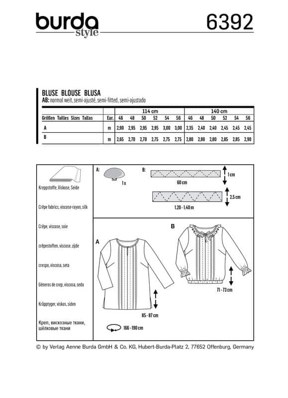 Burda Style Pattern B6392 Women's Blouse - Image 3