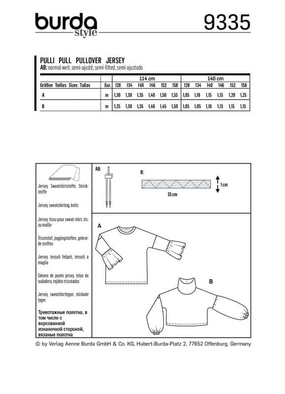 Burda Style Pattern B9335 Child's Pullover - Image 4