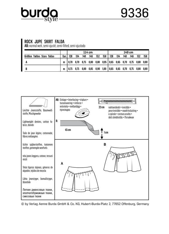 Burda Style Pattern B9336 Child's Skirt - Image 4